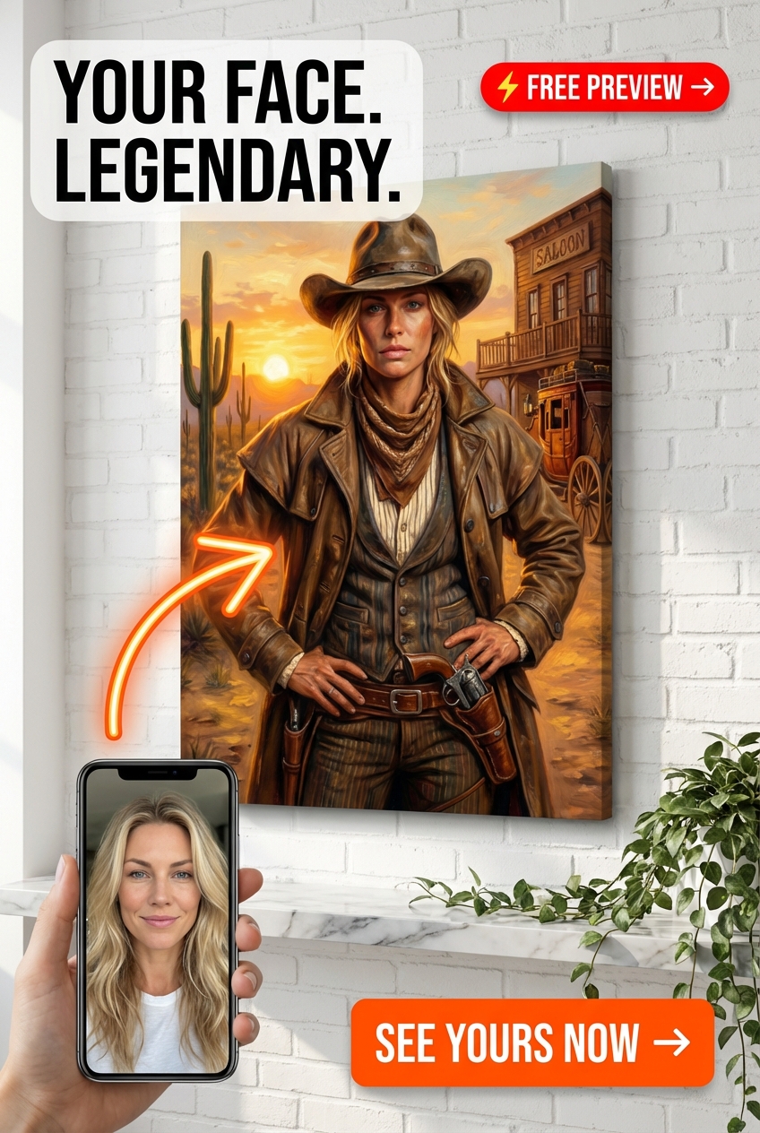 Premium Western Cowgirl Custom Portrait from Photo | Personalized Gift for Her - Best Gifts Under $50 (2026): Affordable Personalized Gifts - PortraitGift