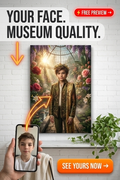 Retrato de Majestad Floral para Niños - Arte en Lienzo