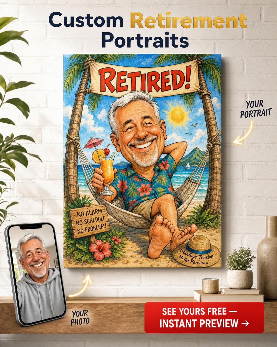 Beach Bliss Caricature Portrait