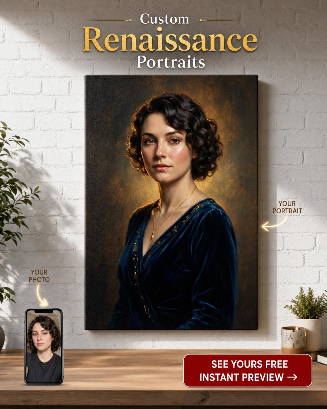 Custom Victorian Woman Portrait — Regal Canvas from Photo