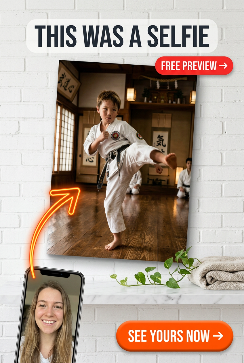 Custom Ninja Boy Portrait — Heroic Martial Arts Canvas from Photo