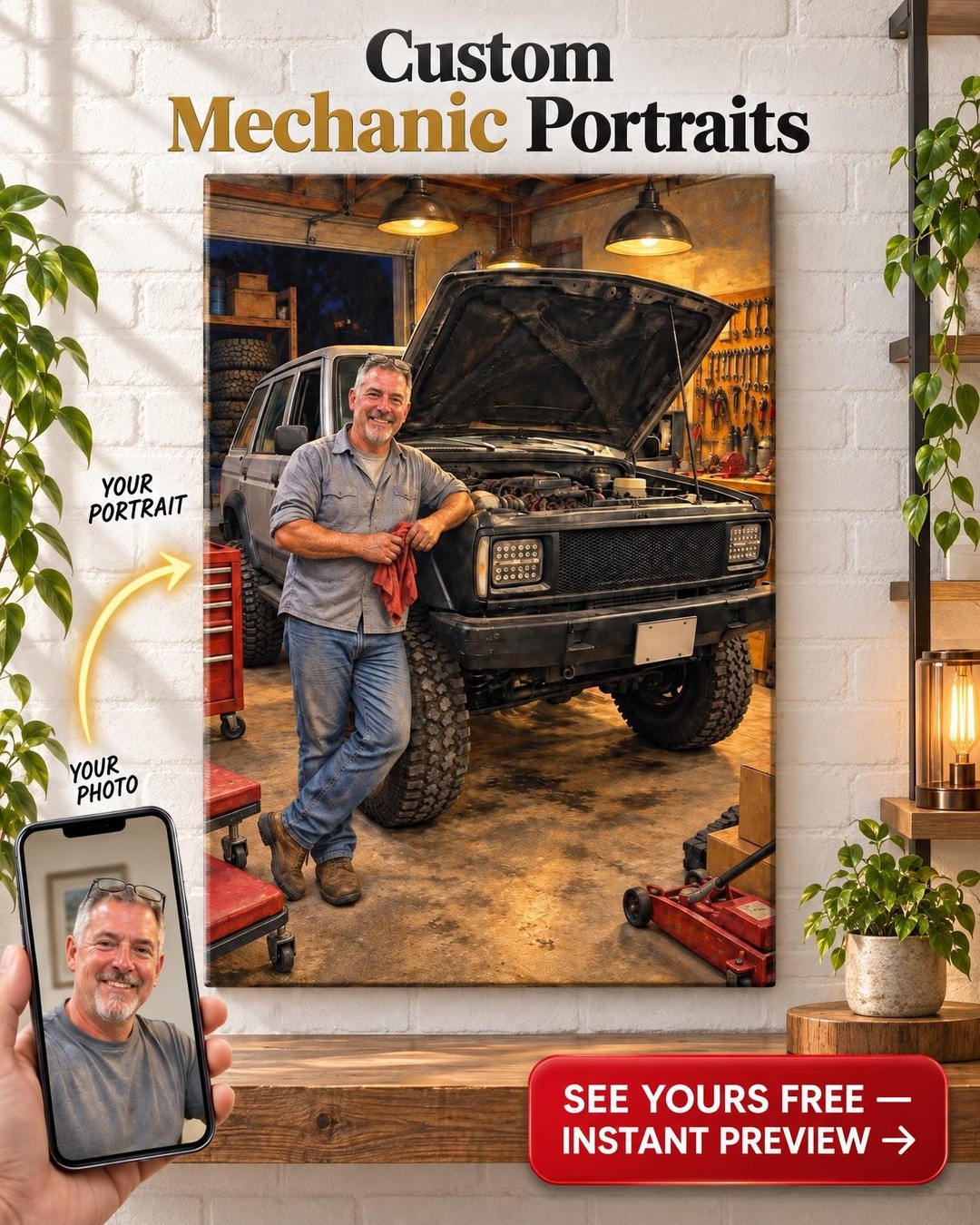 Garage Build Custom Portrait from Photo | Personalized Off-Road Canvas Gift