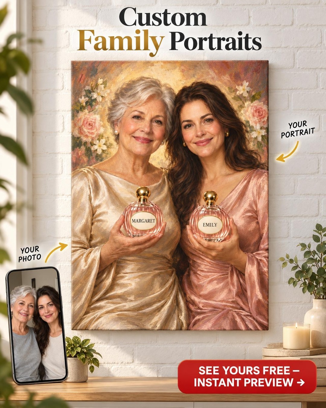 Mother and Daughter Perfume Custom Portrait from Photo | Personalized Signature Scent Gift