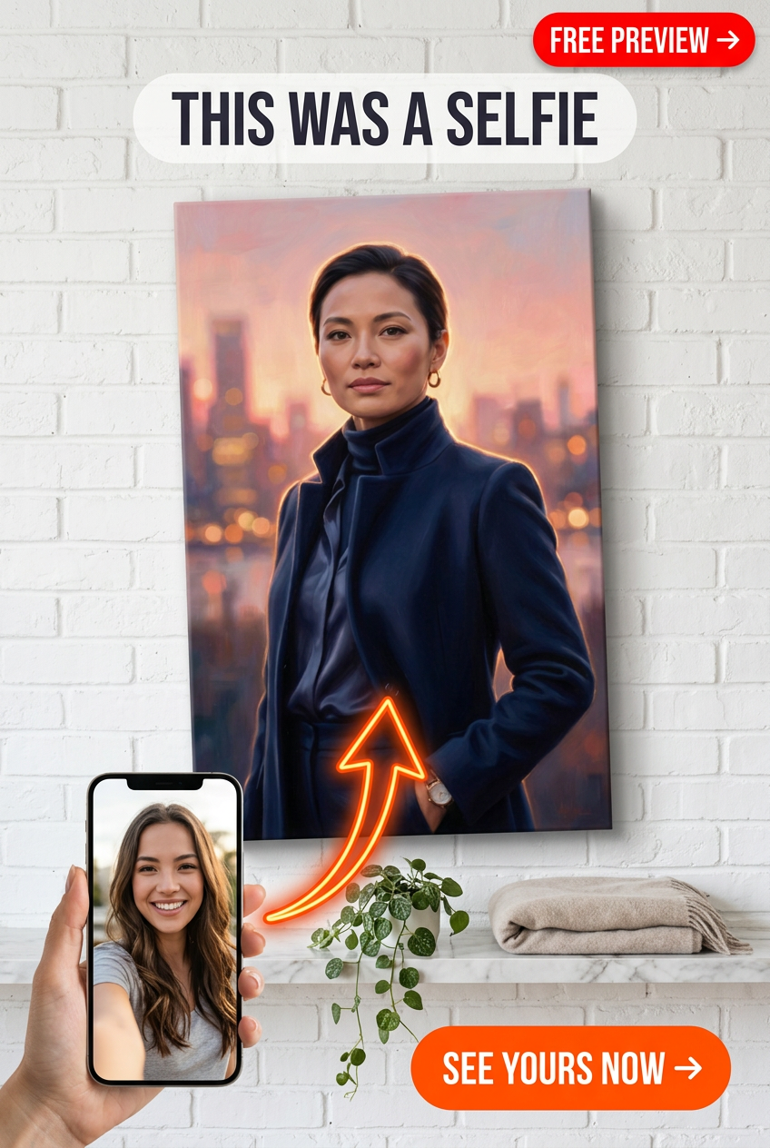 Custom Renaissance Woman Portrait — Regal City Skyline Canvas