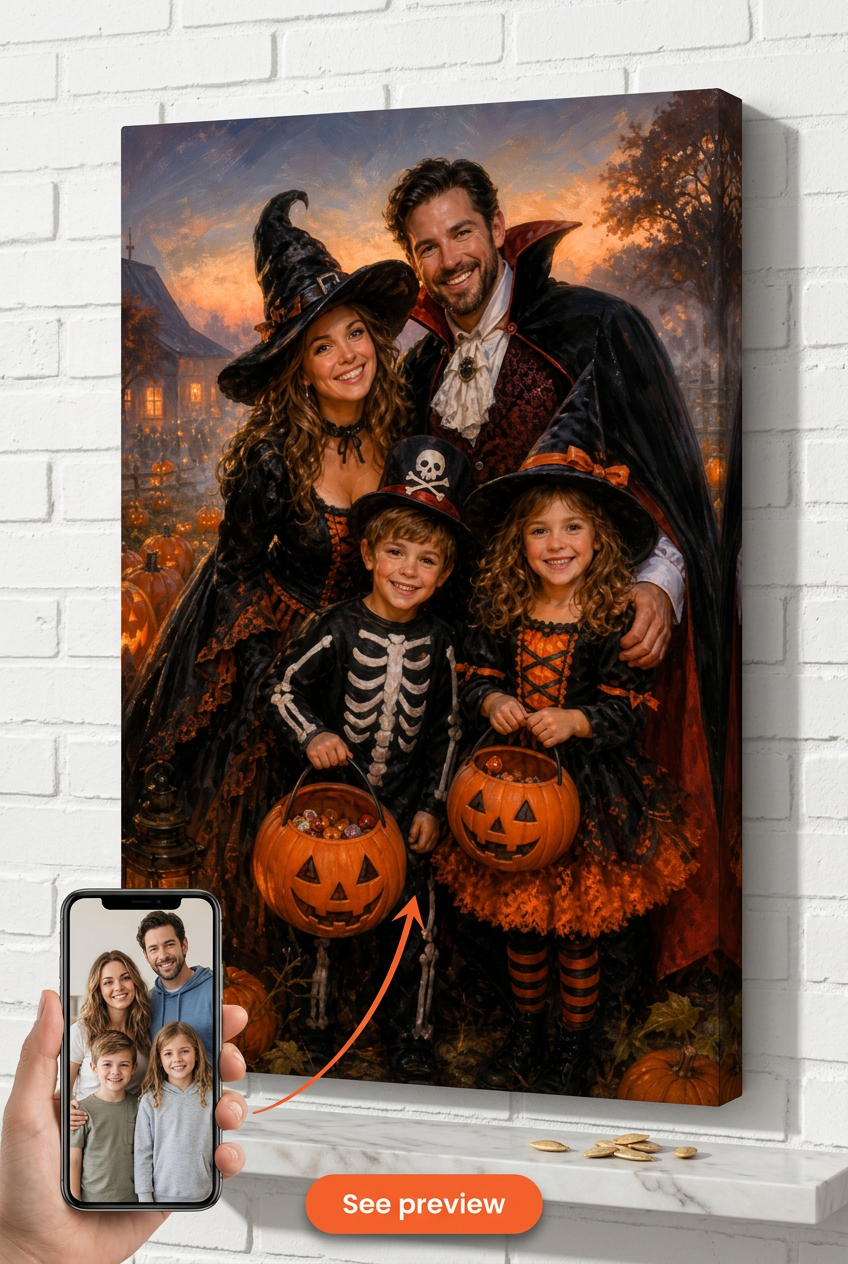 Custom Halloween Family Portrait — Festive Fun from Photo