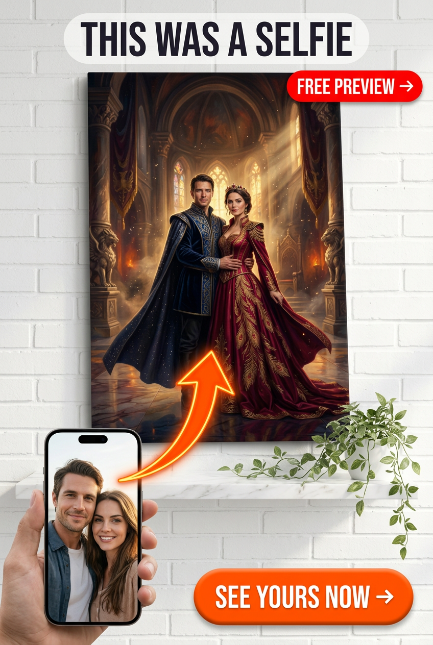 Custom Royal Couple Portrait — Regal Canvas from Photo