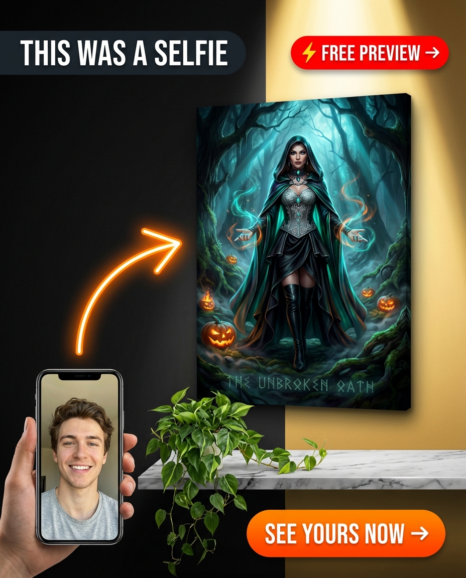 Custom Halloween Portrait for Her — Spooky Canvas Art