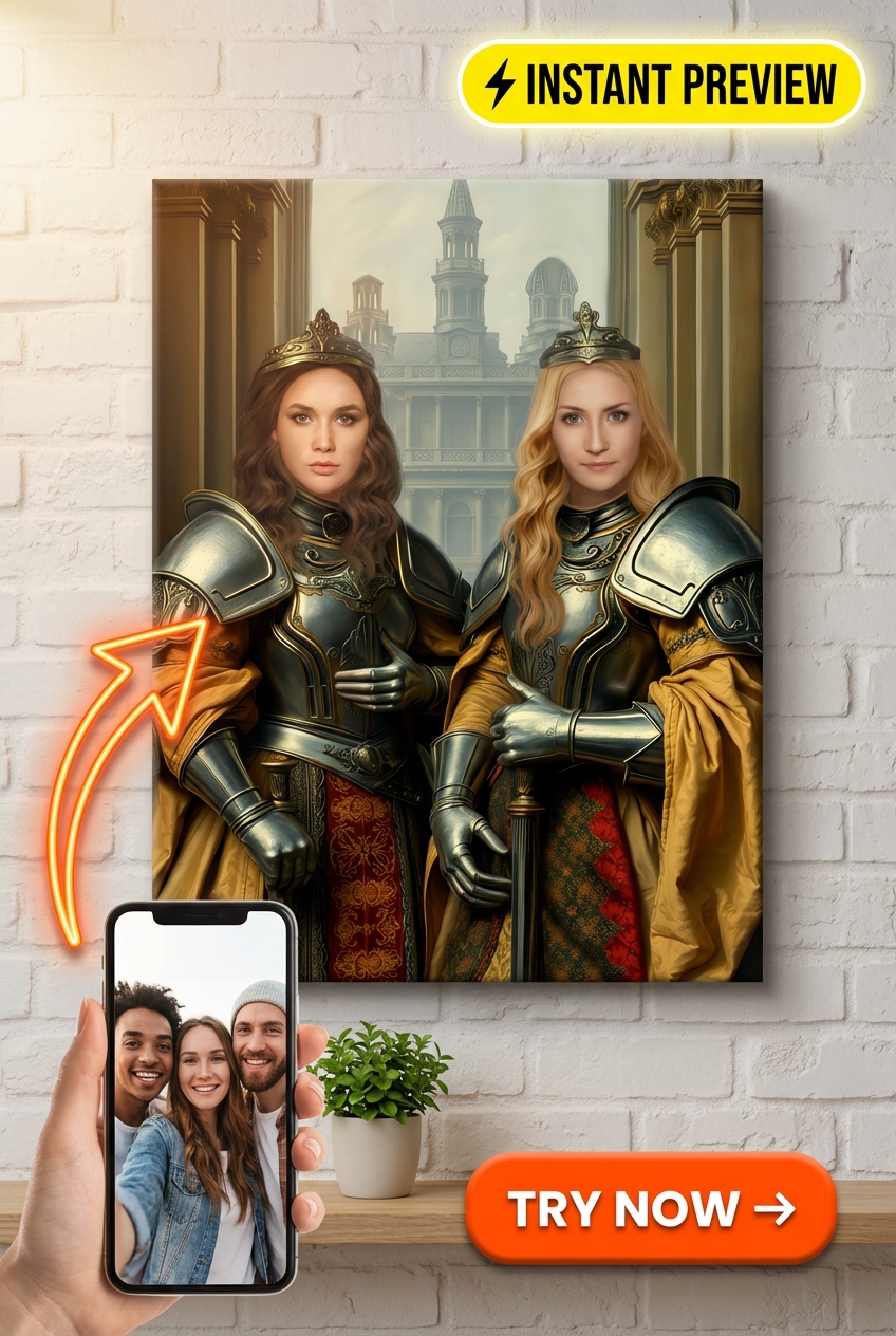 Medieval-Inspired Custom Portrait from Photo | Personalized Gift for Friends