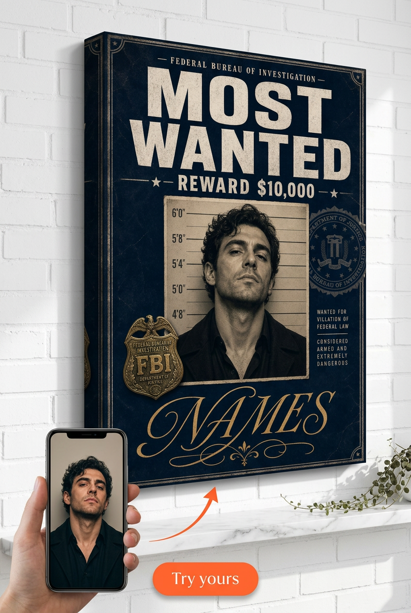 Custom Wanted Poster — Classic Outlaw Vintage Canvas from Photo