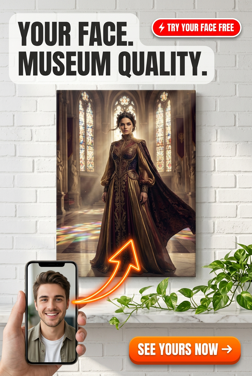 Custom Royal Man Portrait — Regal Gown & Castle Canvas