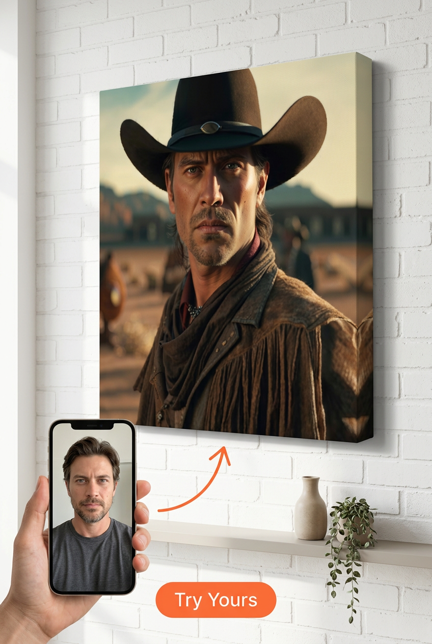 Western-Themed Custom Portrait from Photo | Personalized Gift for Him