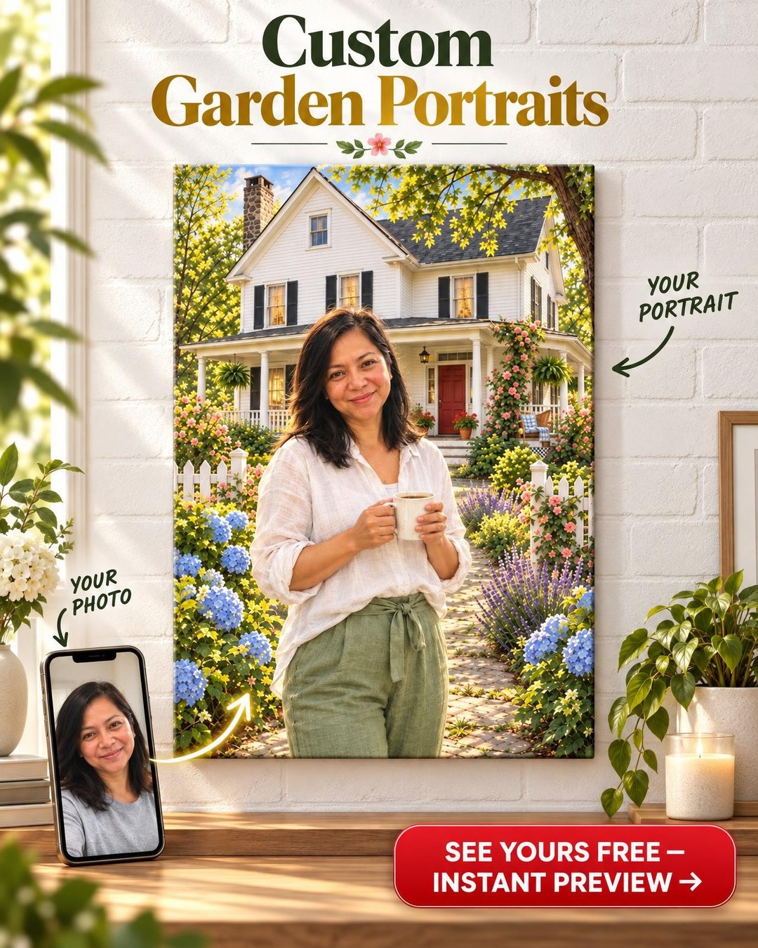 The House She Dreams Of Custom Portrait from Photo | Personalized Future Self Portrait Gift