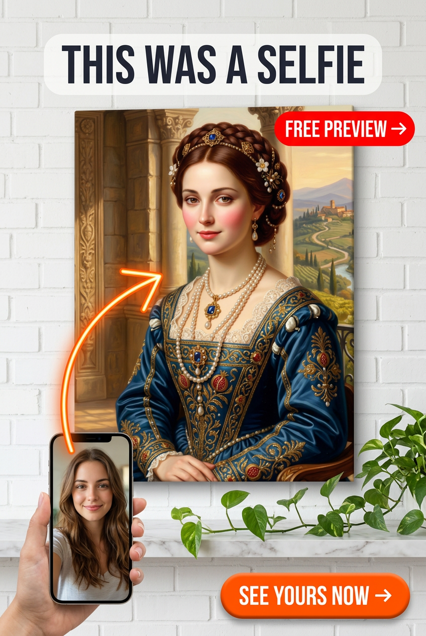 Portret van een Renaissance Adelvrouw — Parel Elegantie voor Haar