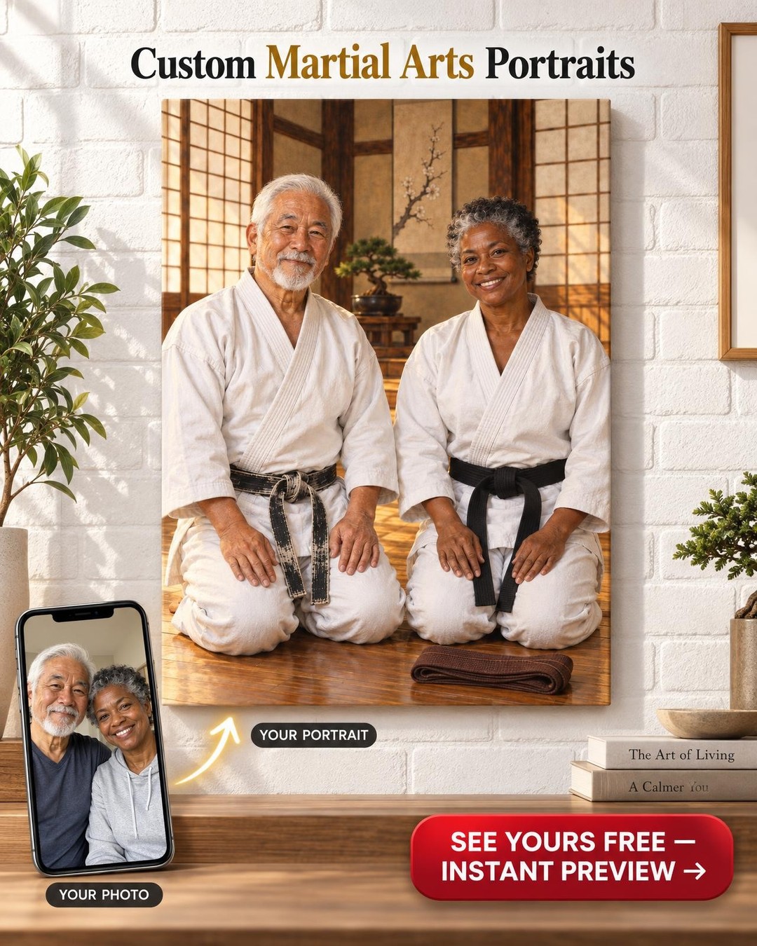 Sensei and Student Custom Portrait from Photo | Personalized Martial Arts Gift