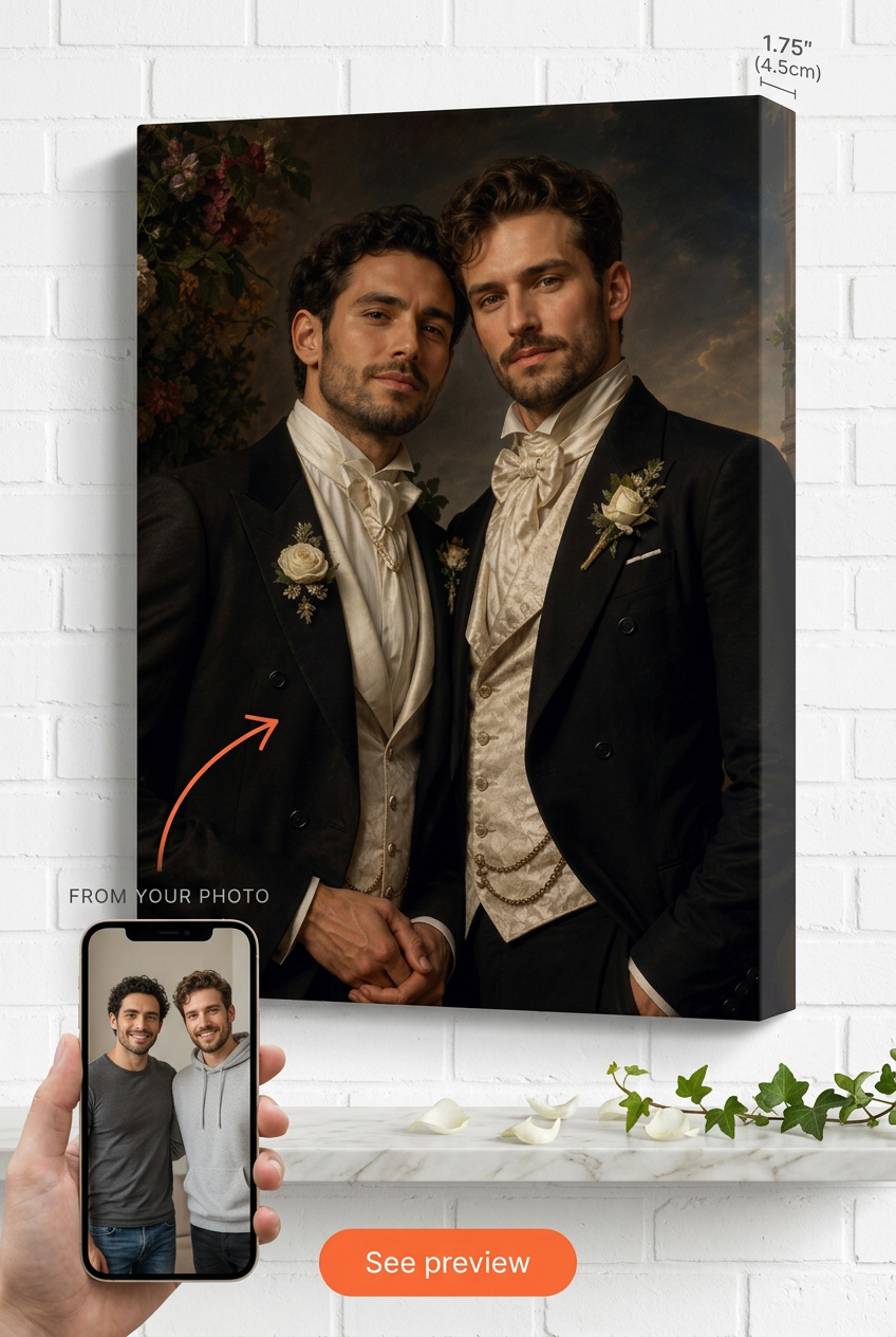 Custom Wedding Couple Portrait — Regal Canvas from Photo