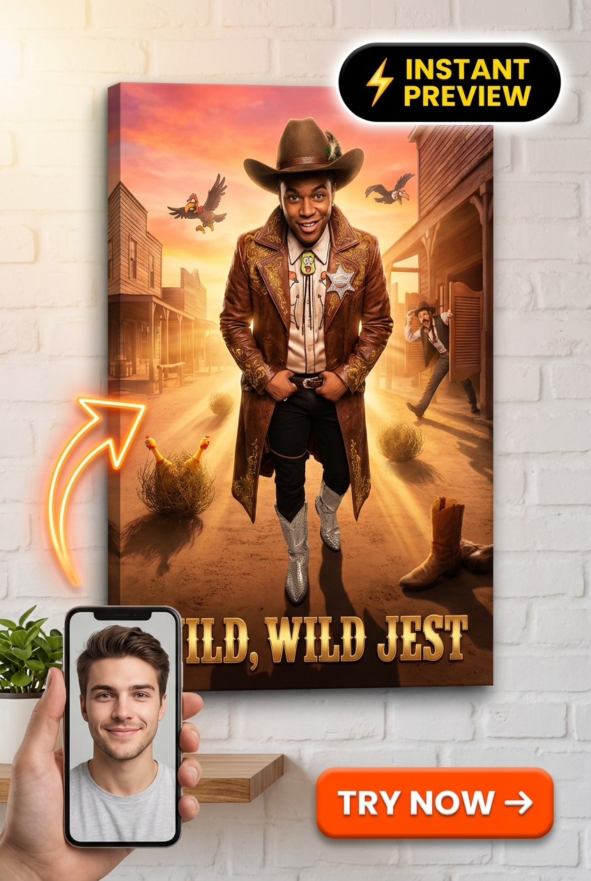 Humorystyczny Portret Dziki Zachód - Komiczny Obraz