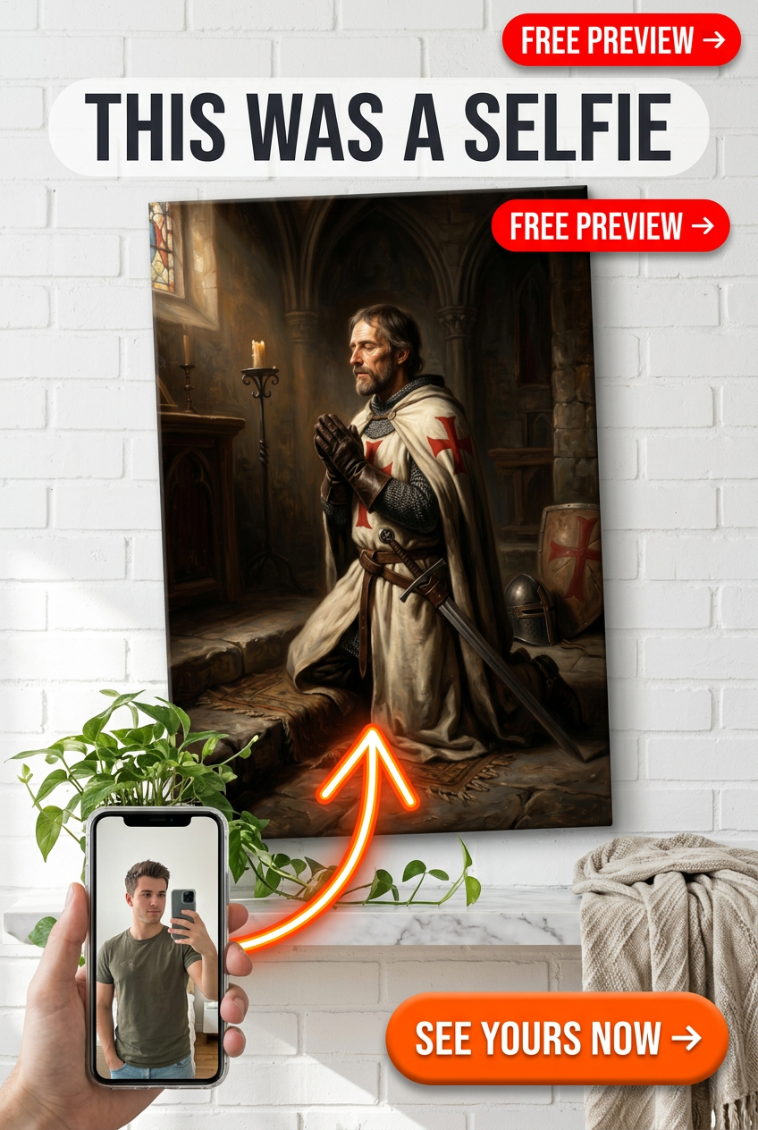Custom Knight Portrait for Man — Heroic Armor Canvas Art