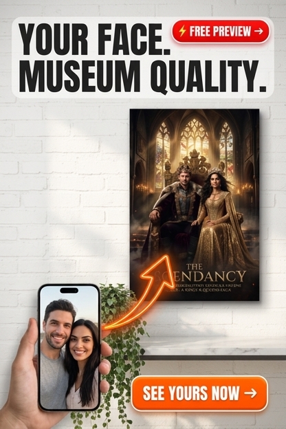 Custom Royal Couple Portrait — Regal Throne Canvas from Photo