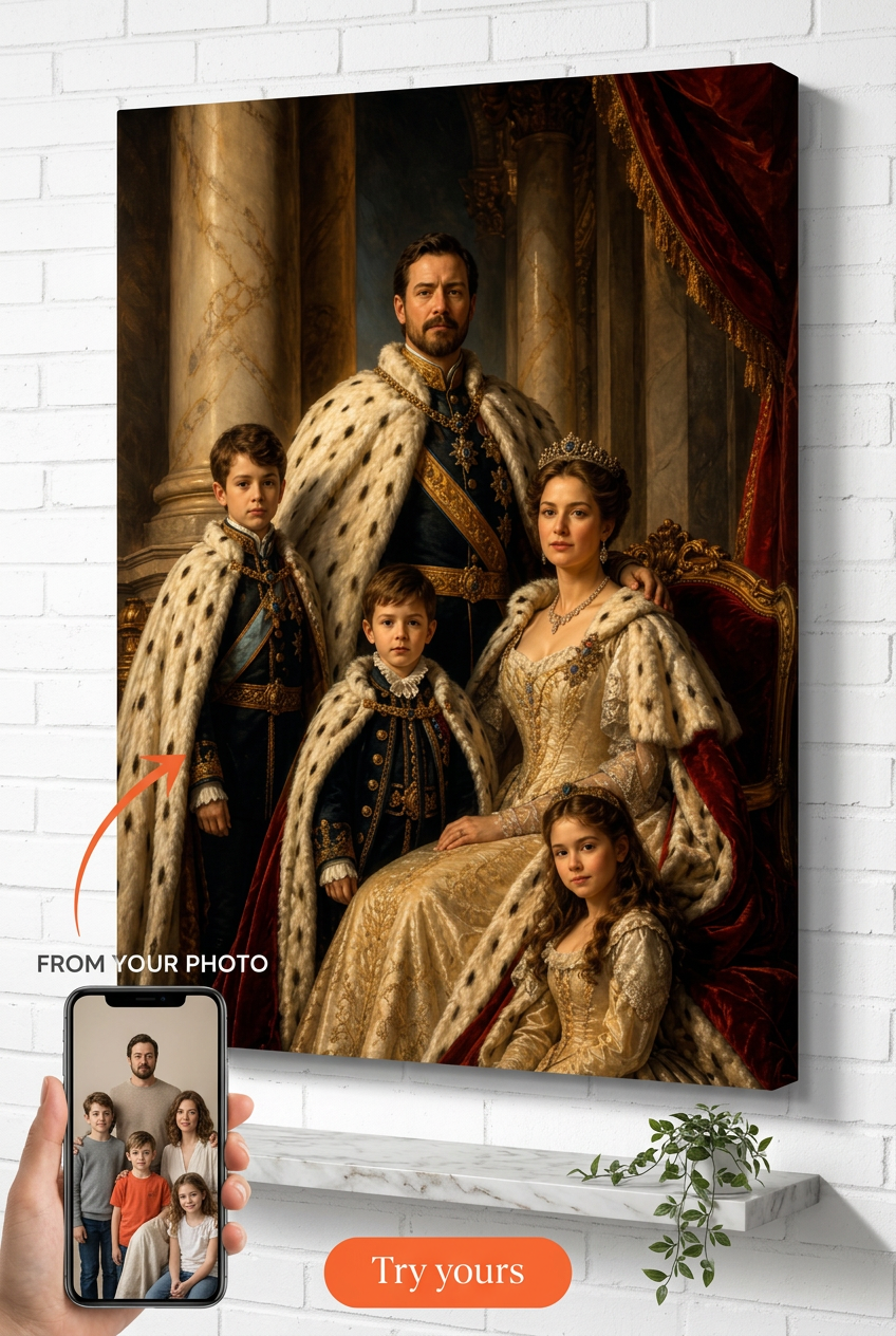 Custom Royal Family Portrait — Regal Canvas from Photo