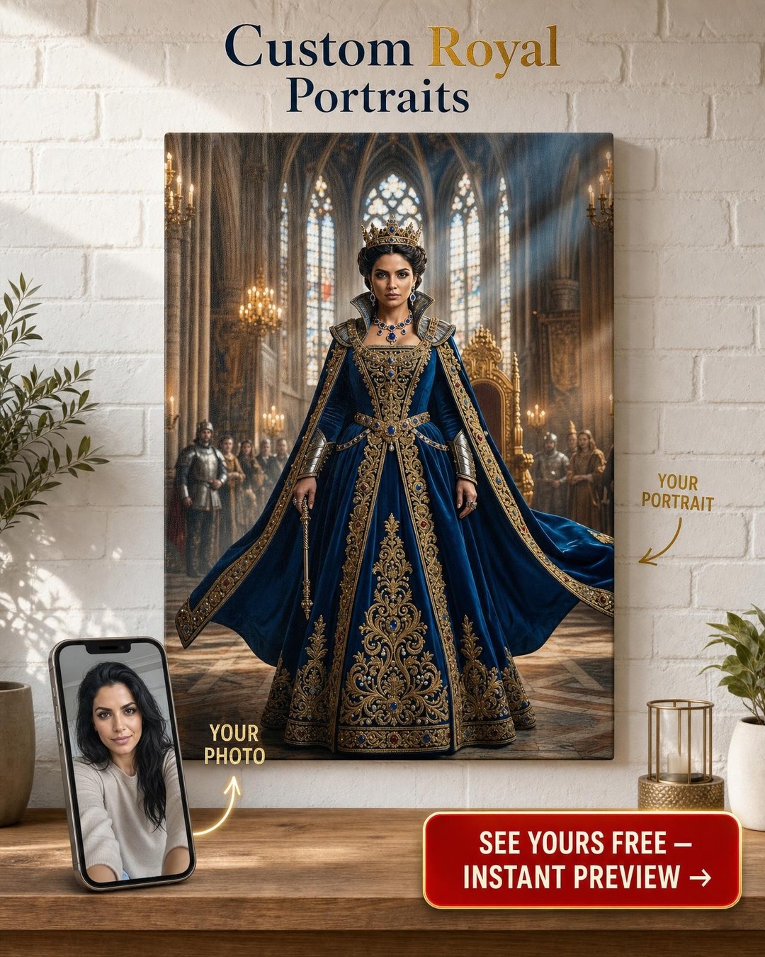 Custom Cowboy Woman Portrait — Regal Throne Canvas from Photo