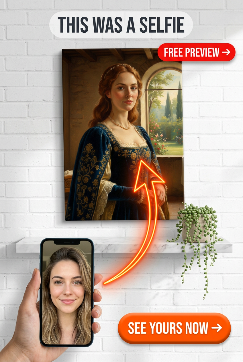 Custom Renaissance Woman Portrait — Regal Canvas Art from Photo