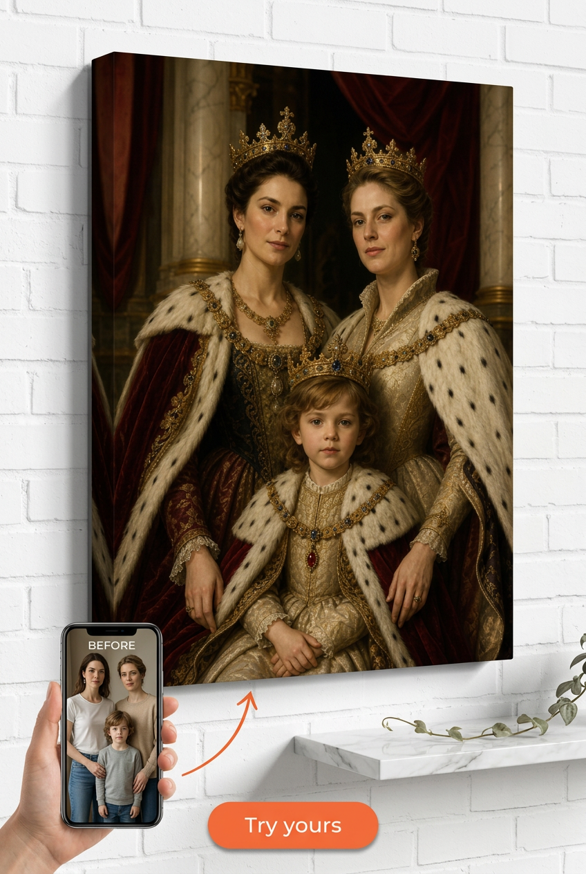 Custom Royal Family Portrait — Regal Canvas from Photo