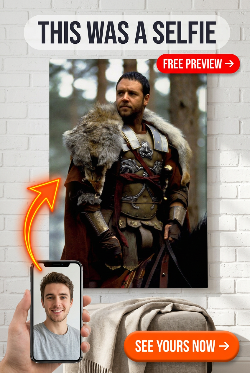 Custom Roman Warrior Portrait — Regal Man Canvas from Photo