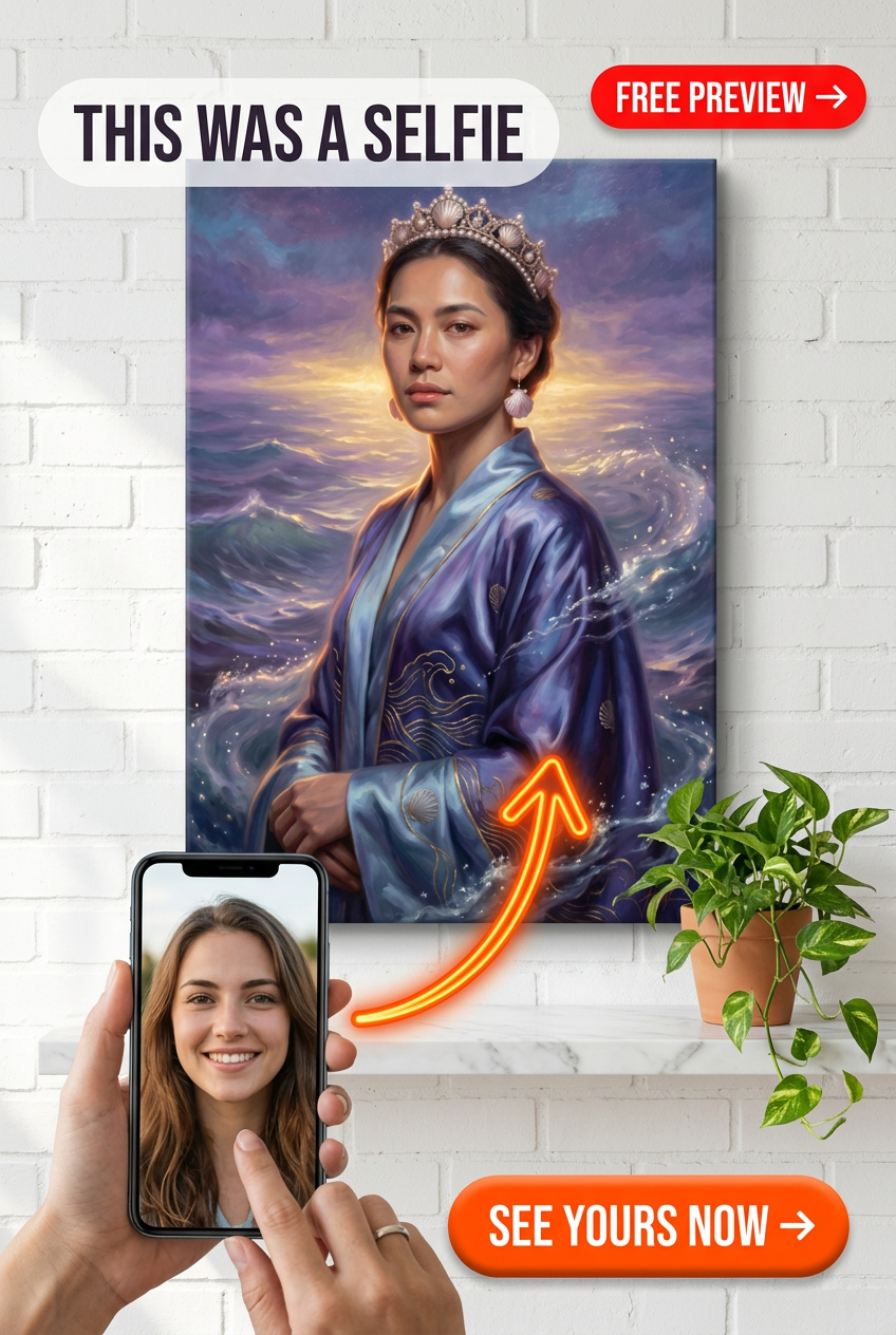 Custom Royal Woman Portrait — Regal Crown Canvas Art from Photo