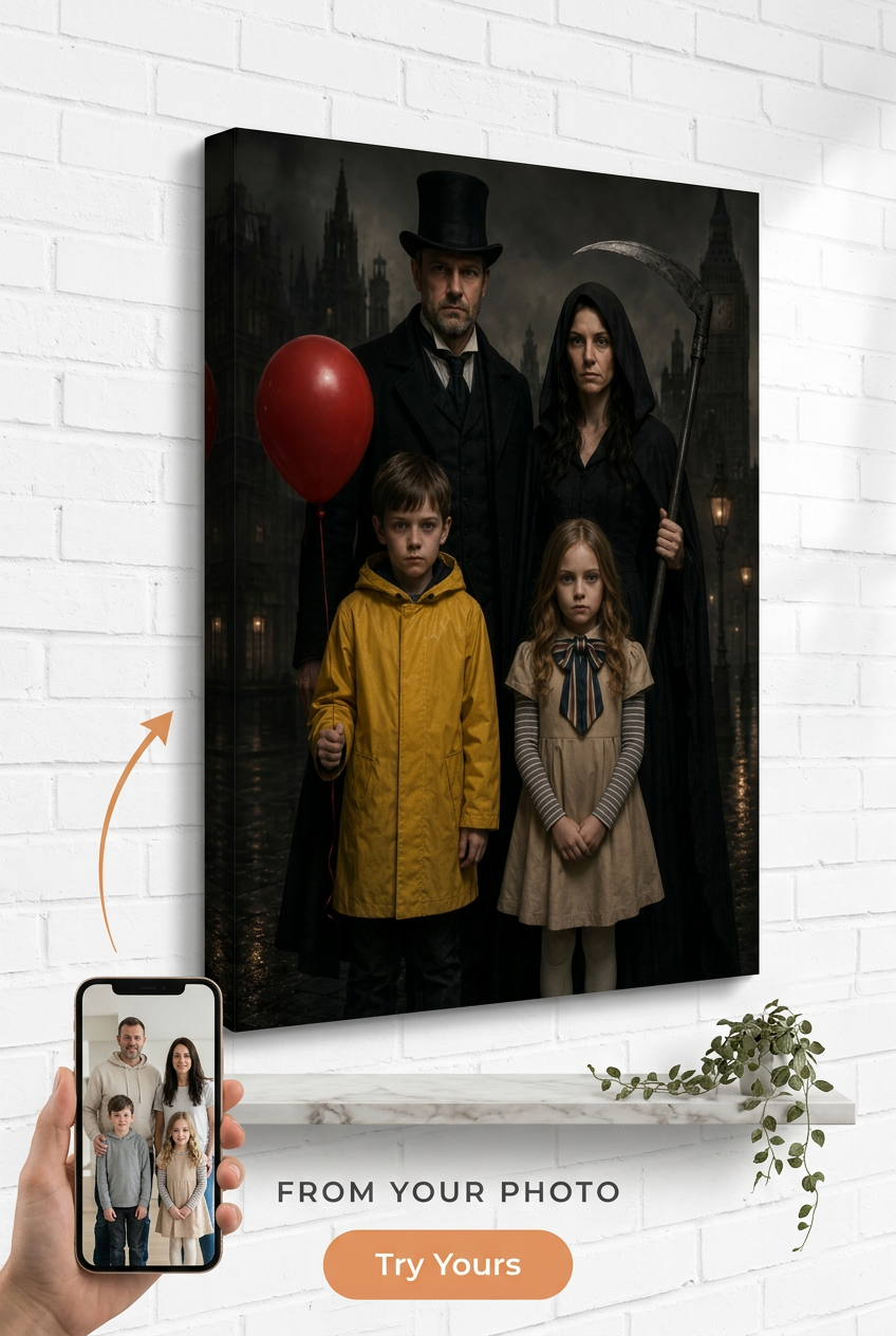 Gothic Family Costume Custom Portrait from Photo | Personalized Undefined Gift