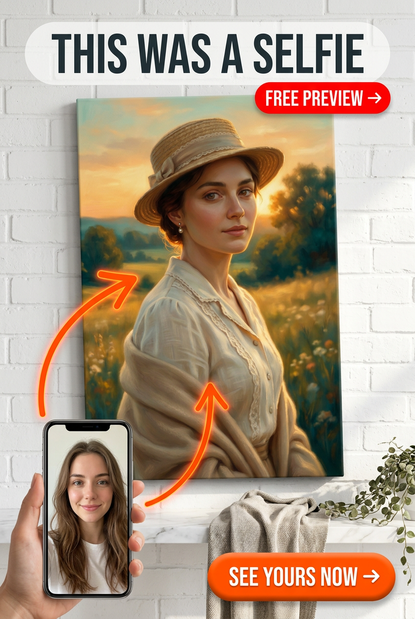 Custom Victorian Woman Portrait — Serene Canvas Art from Photo