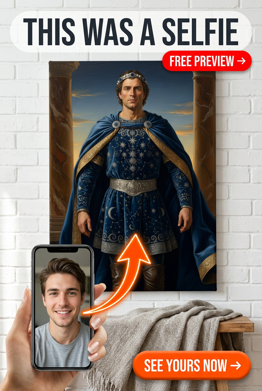Custom Royal Man Portrait — Heroic King Canvas from Photo