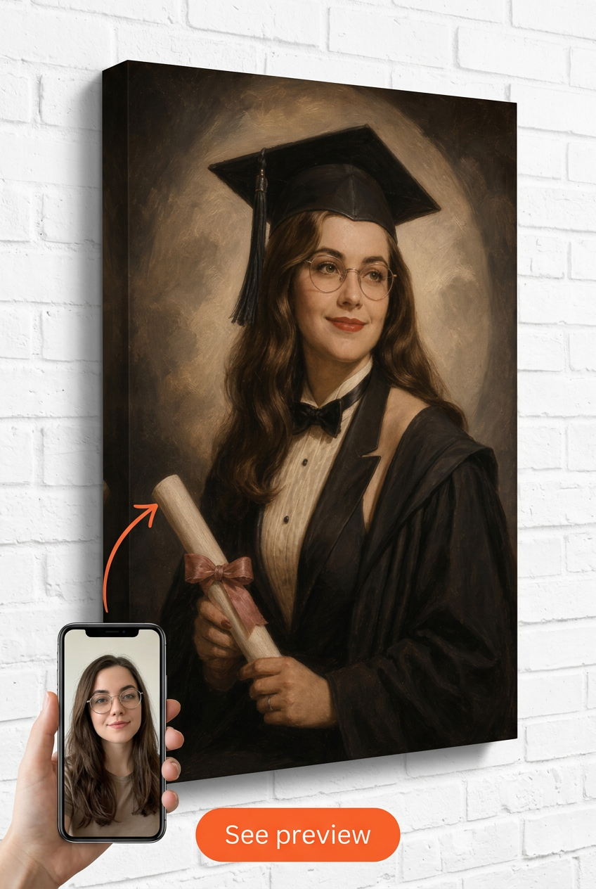 Custom 1940s Hollywood Graduation Portrait from Photo | Personalized Gift