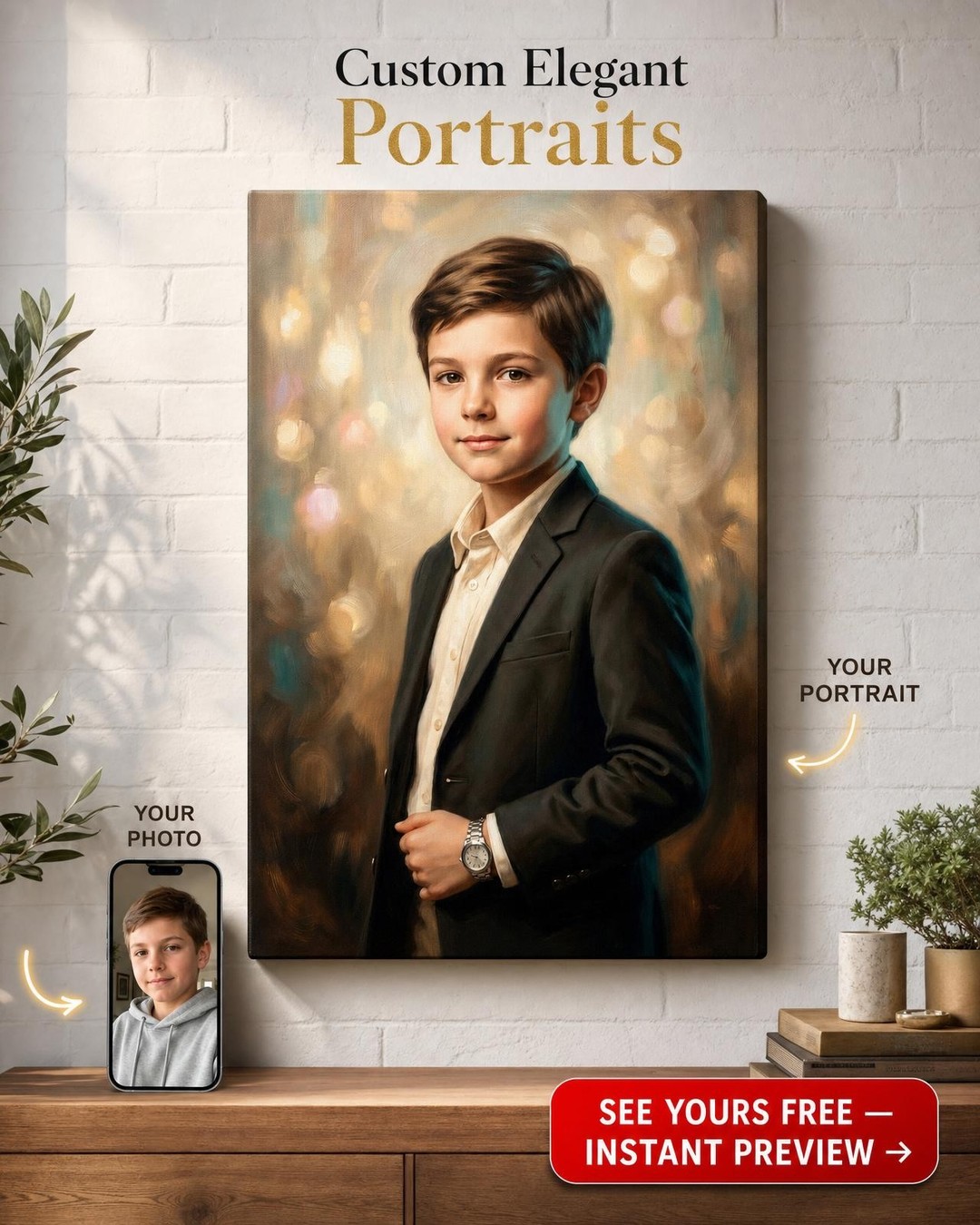 Nadčasová Elegance Cinematický Portrét pro Chlapce