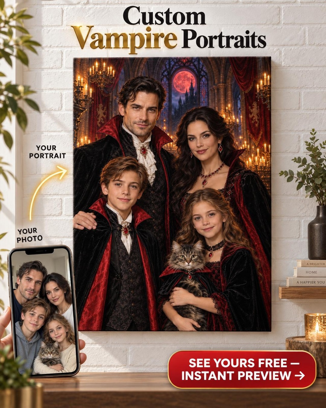 Vampire Castle Custom Portrait from Photo | Personalized Gift