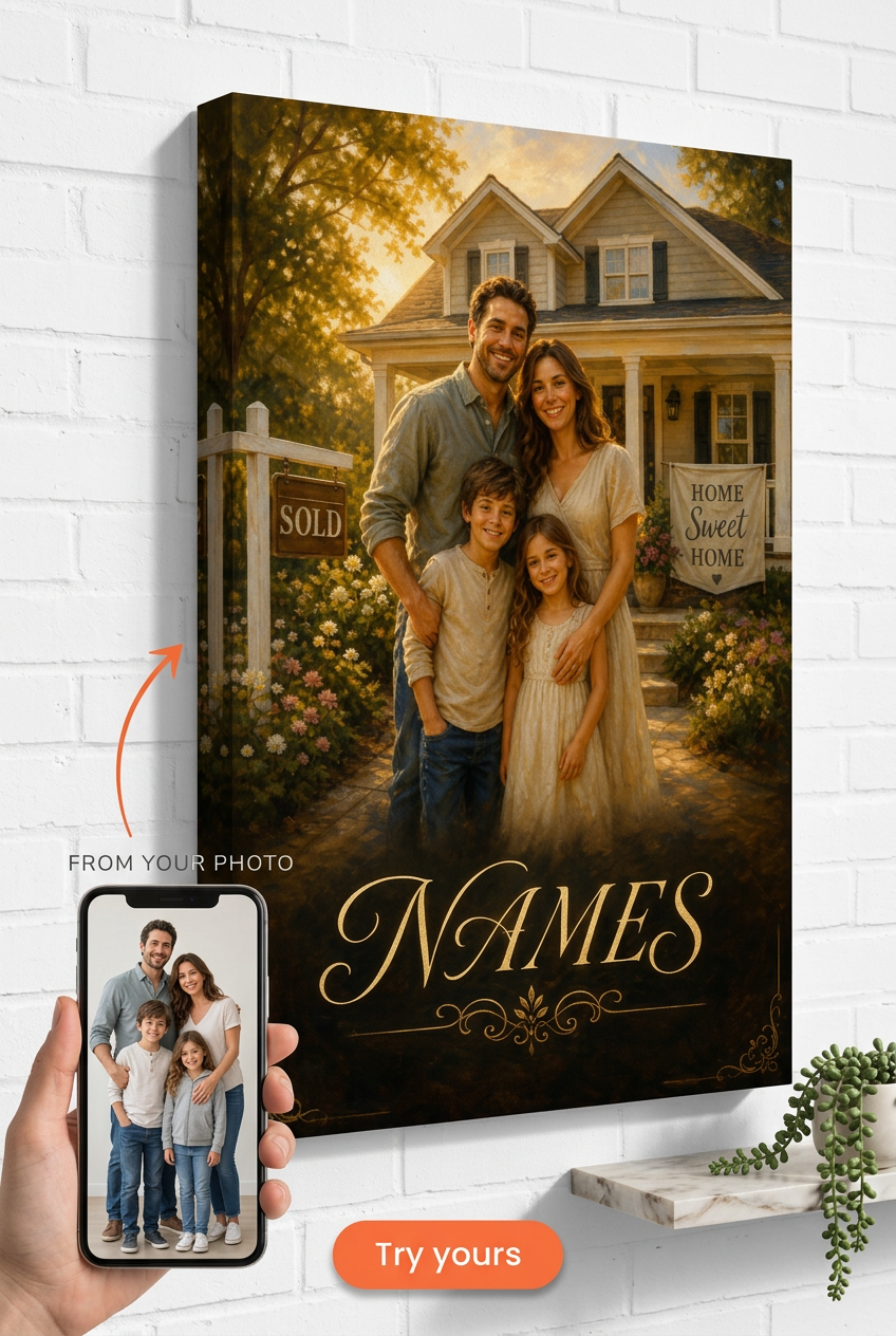 Custom NewHome Family Portrait — Celebrate Your Dream Home from Photo