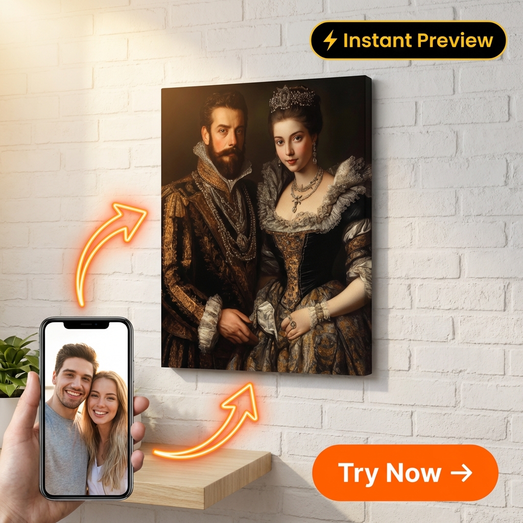 Royal Custom Portrait from Photo | Personalized Gift for Couples