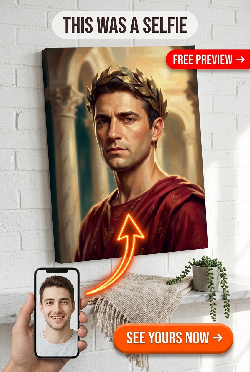 Custom Roman Man Portrait — Regal Crown Canvas for Him