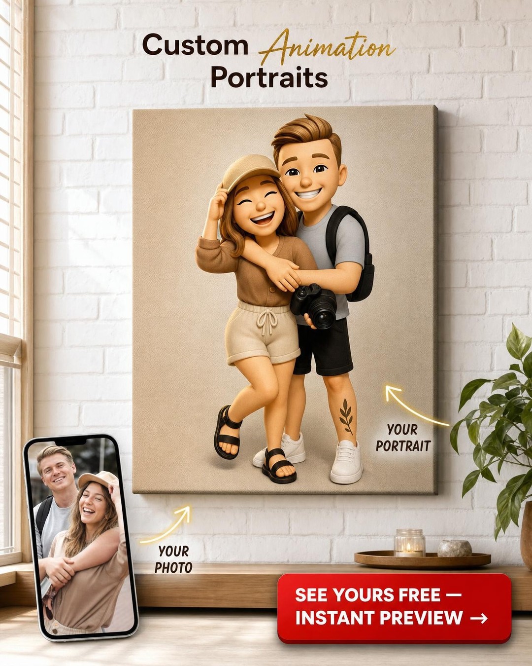 Premium Custom Portrait from Photo | Personalized Canvas Gift