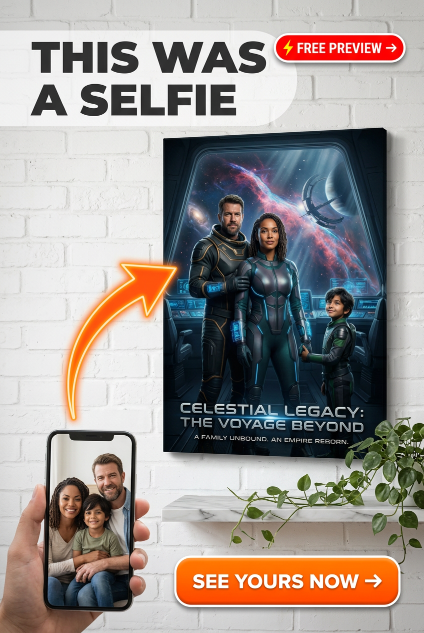 Custom Sci-Fi Family Portrait — Heroic Space Adventure Canvas
