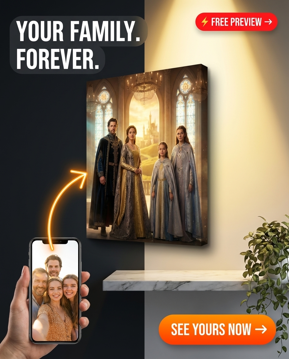 Custom Royal Family Portrait — Regal Dynasty Canvas from Photo