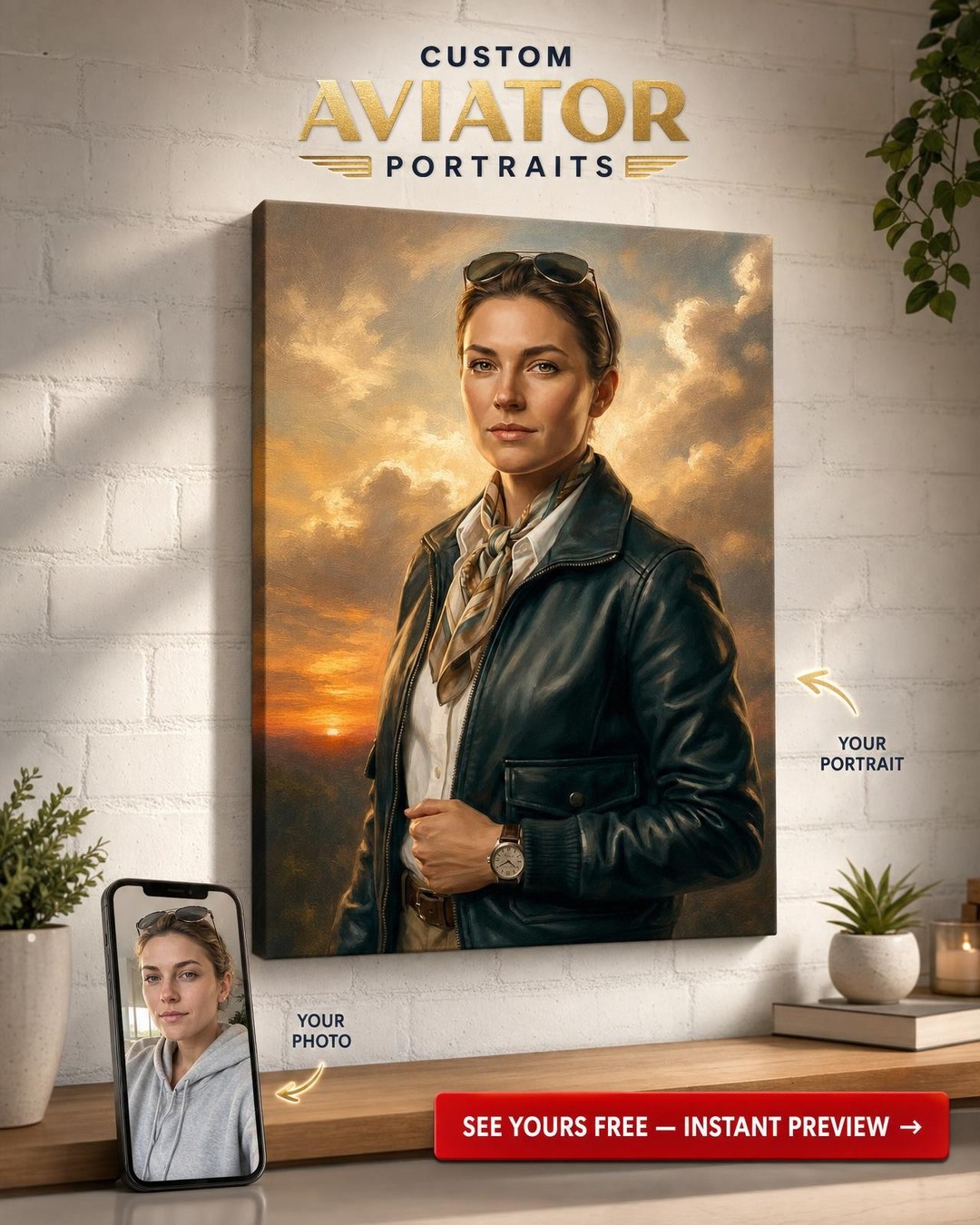 Custom Pilot Portrait - Regal Canvas Art
