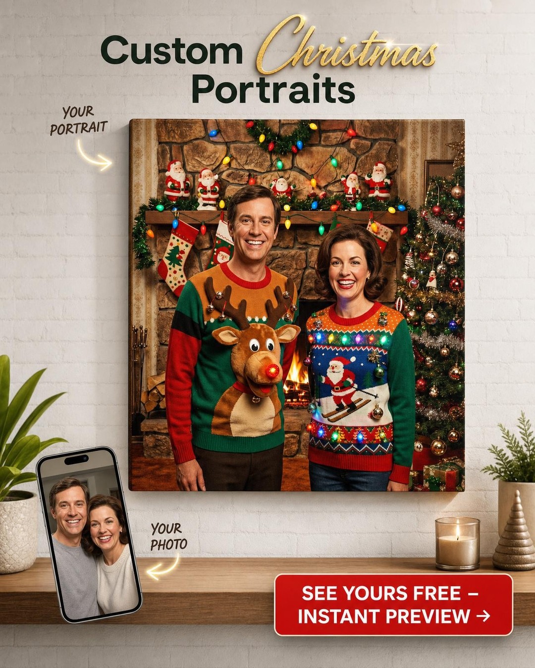 Prispôsobený portrét Ugly Sweater Wonderland