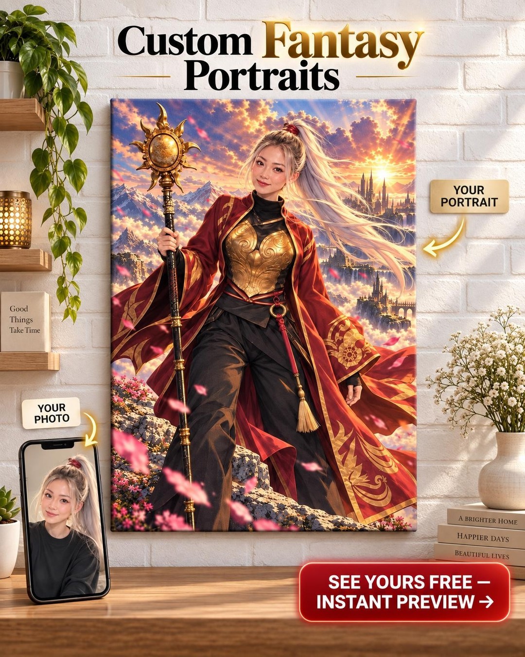 Anime Cosplay Custom Portrait from Photo | Personalized Canvas Gift