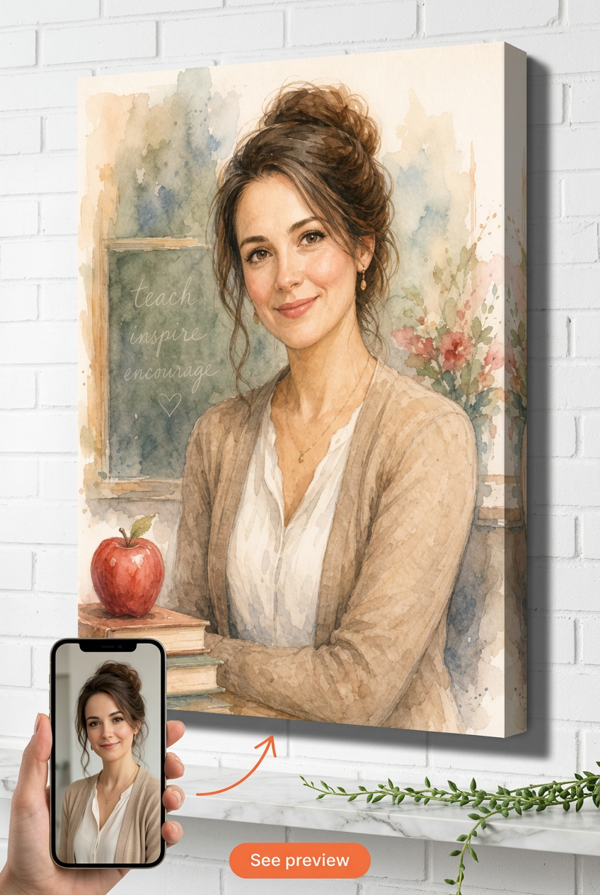 Custom Serene Woman Portrait — From Photo to Canvas