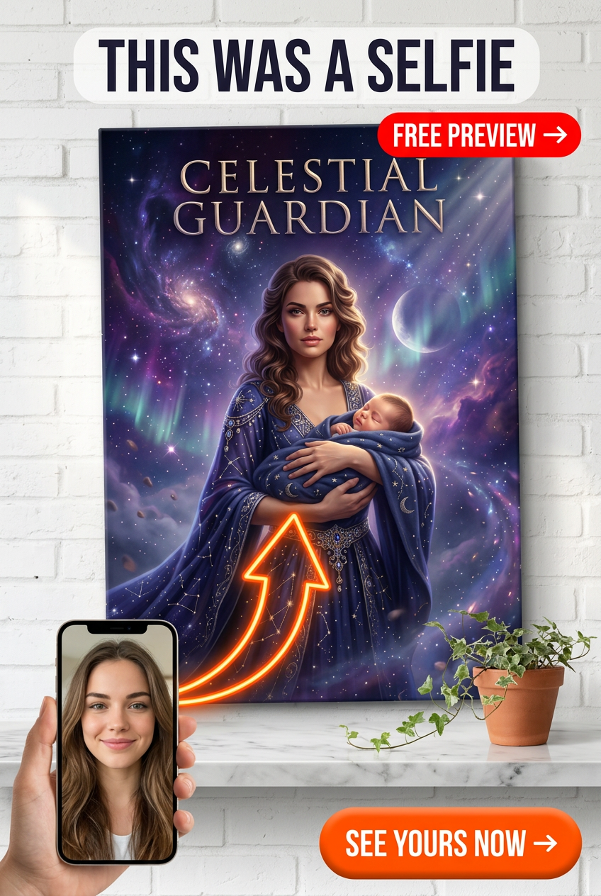 Custom Fantasy Family Portrait — Heroic Mother & Child Canvas