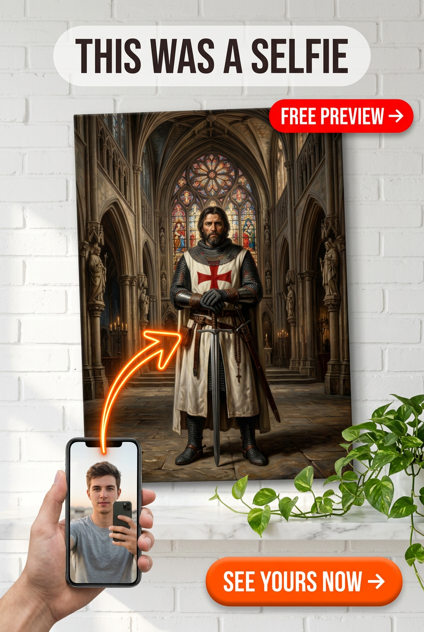 Custom Knight Portrait for Man — Heroic Armor Canvas from Photo