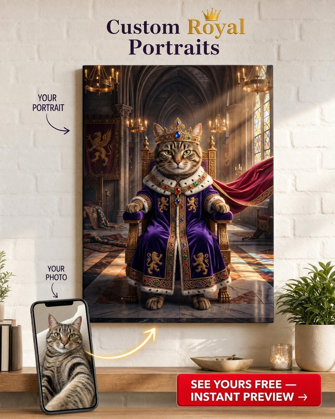 Majestic Pet Monarchy: रॉयल पेट पोर्ट्रेट कैनवास