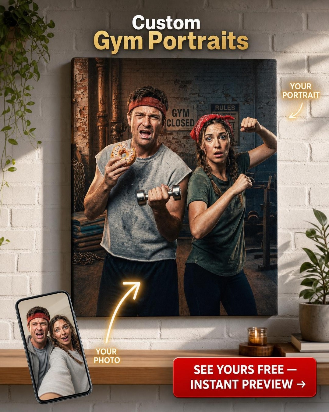 Personalized Athlete Couple Portrait