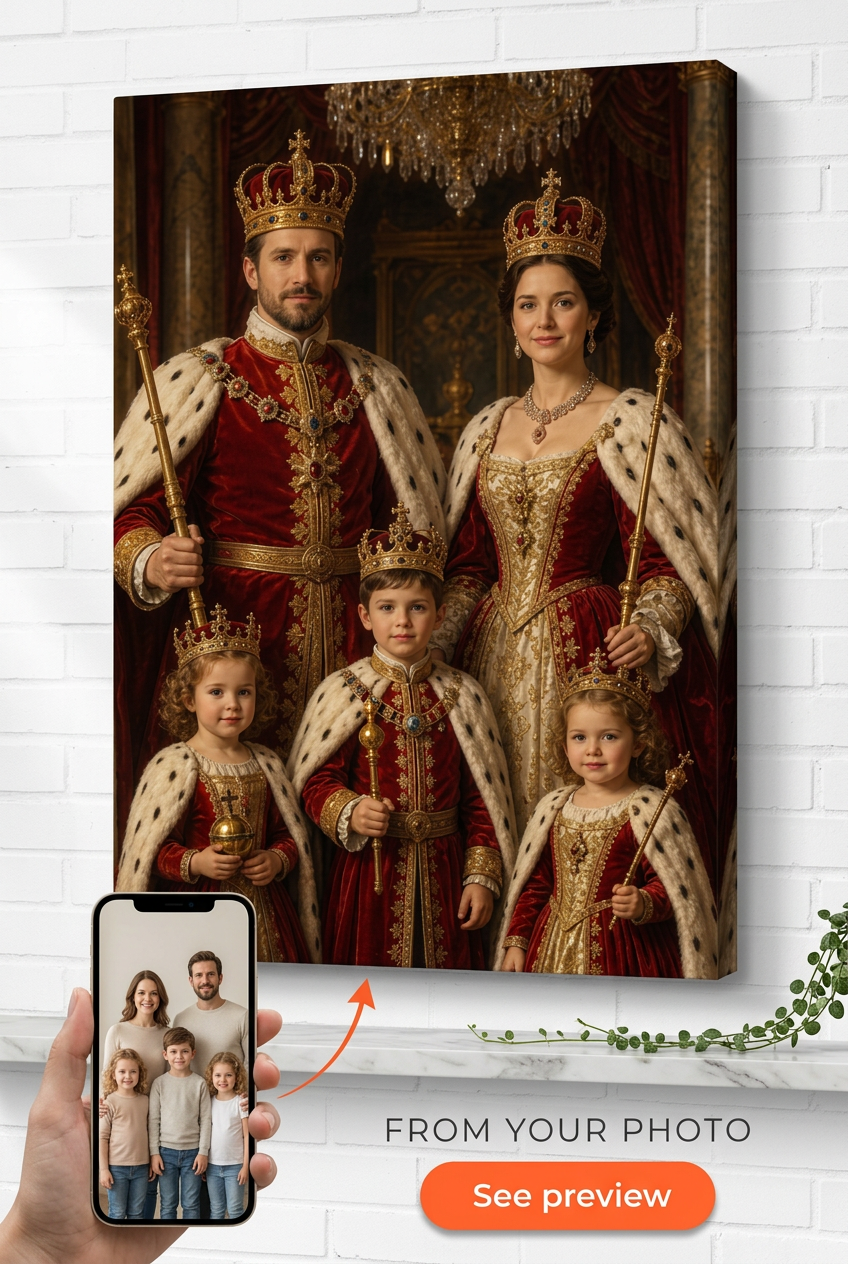 Custom Royal Family Portrait — Regal Canvas from Photo