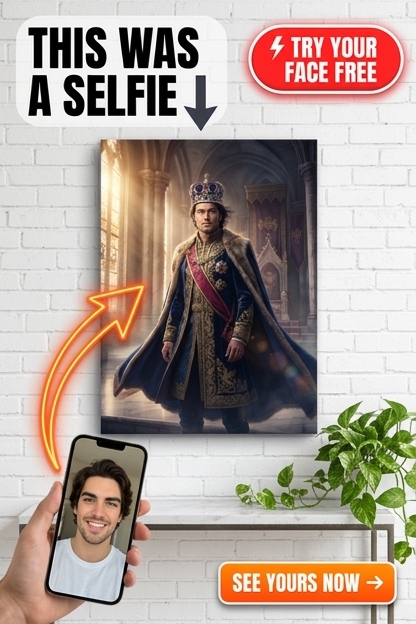 Custom Royal Man Portrait — Regal King Canvas from Photo